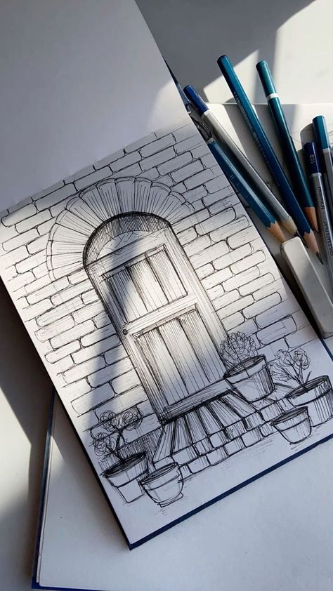 Sketchbook Drawing Ideas Easy, Aesthetic Architecture Drawing, Pencil Sketch Ideas Aesthetic, Architecture Simple Drawing, Architecture Journal Ideas, Architecture Drawings Easy, Architecture Drawing Sketchbooks Easy, Simple Sketch Ideas Doodles, Automatic Drawing Ideas