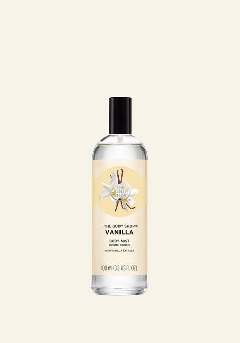 Body Shop Vanilla Perfume, Body Shop Vanilla Body Mist, The Body Shop Vanilla Perfume, The Body Shop Body Mist, Vanilla Smelling Products, The Body Shop Perfume, Vanilla Skincare, Vanilla Body Care, The Body Shop Vanilla