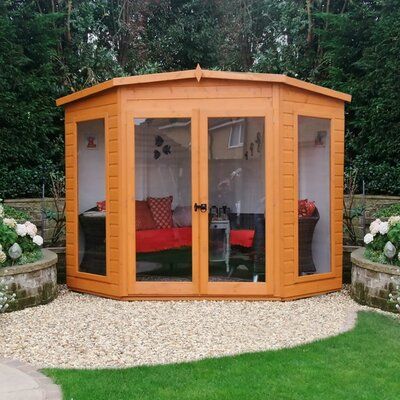 Dakota Fields 6.5 x 6.5 Ft. Shiplap Summer House | Wayfair.co.uk Wooden Summer House, Summer House Design, Tongue And Groove Walls, Corner Summer House, Summer House Garden, Metal Shed, Diy Shed, Garden Buildings, Shed Plans