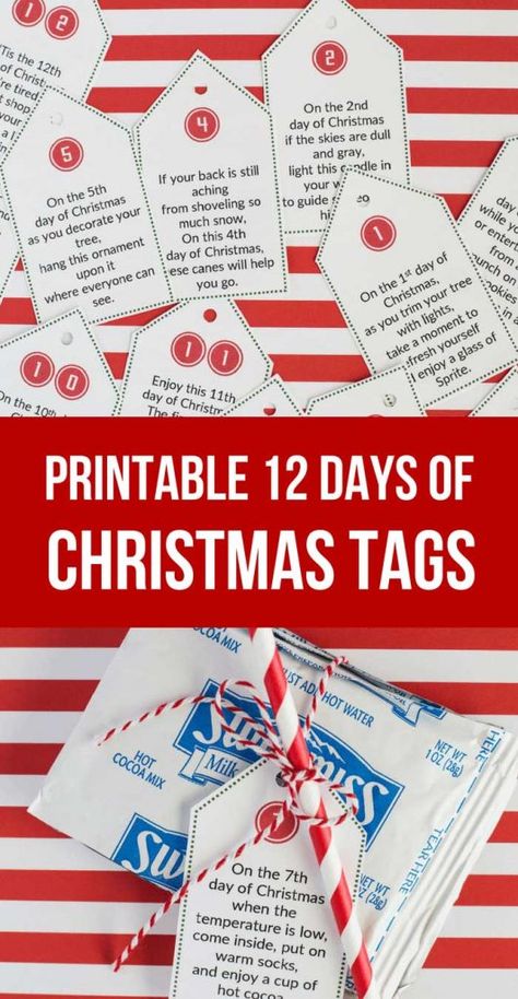 12 Days Of Christmas Tags, Bulk Gifts, 12 Days Of Xmas, Christmas Tags Printable, Teachers Diy, Christmas Poems, Christmas Idea, Winter Ideas, Ideas Hogar