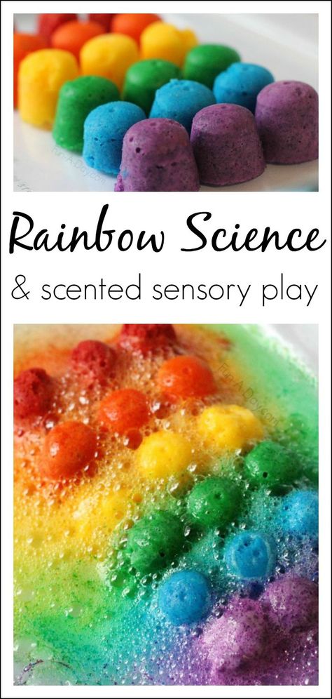 scented rainbow science for kids - lots of learning and sensory play Rainbow Lessons, Rainbow Science, Rainbow Activities, Play For Kids, Science Experiments For Preschoolers, Kid Experiments, Science Activities For Kids, Weather Activities, Preschool Lesson Plans