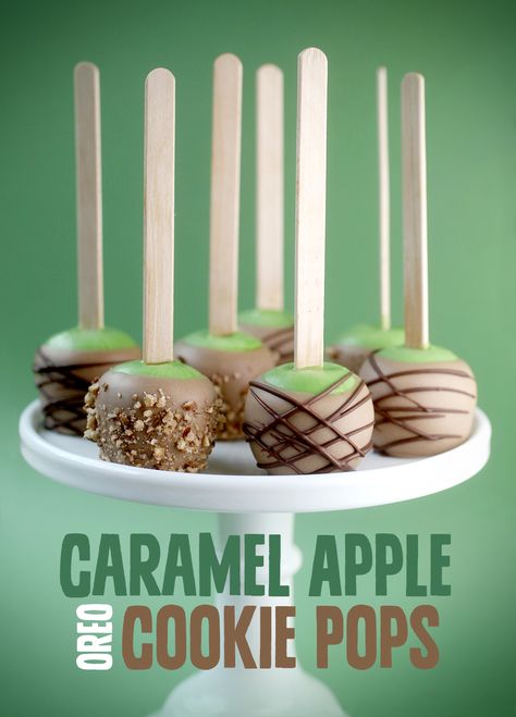 Caramel Apple Oreo Cookie Pops for Target's A Bullseye View Cookie Pops Recipe, Adorable Desserts, Apple Pops, Beach Ball Cake, Caramel Apple Pops, Apple Cake Pops, Oreo Cookie Pops, Cute Sweets, Caramel Apple Cookies