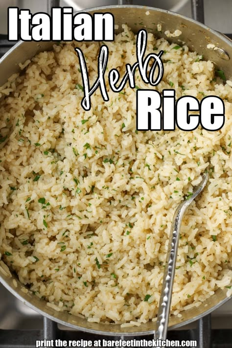 Italian Herb Rice Easy Delicious Rice Recipes, Rice Mix Ins, Italian Rice Side Dishes, How To Season Rice Recipes, Rice Recipes Italian, Herbal Rice Recipe, Herbed Rice Recipes, Easy Minute Rice Recipes, Spiced Rice Recipes