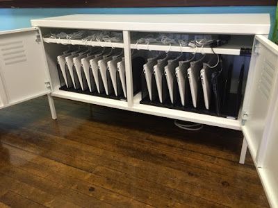 Classroom Laptop Storage, Classroom Ipad Storage, Laptop Storage Classroom, Ipad Storage Classroom, Flexible Seating Rules, Chromebook Storage, Literacy Classroom, Ipad Storage, Tablet Storage