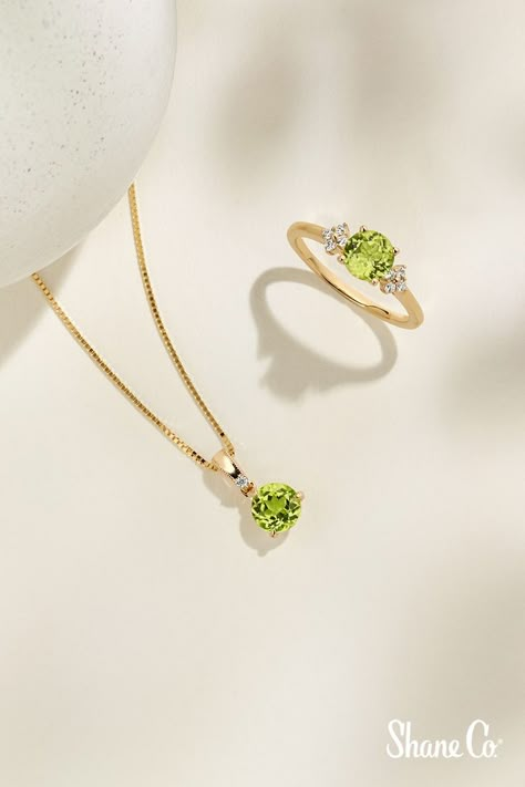 Happy Birthday August, Jewelry Composition, Jewelry Poster, Rings And Bracelets, Peridot Birthstone, Diamond Pendants Designs, Designer Diamond Jewellery, Ruby Bracelet, Peridot Jewelry