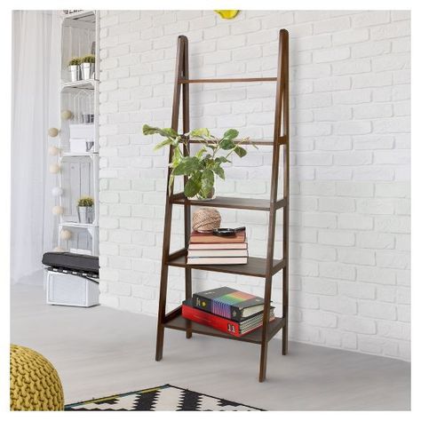 Brown Bookshelves, Shelf Ladder, Wall Mounted Bookshelves, 5 Shelf Bookcase, Bookshelf Styling, White Bookcase, Local Furniture, Ladder Shelf, Casual Home