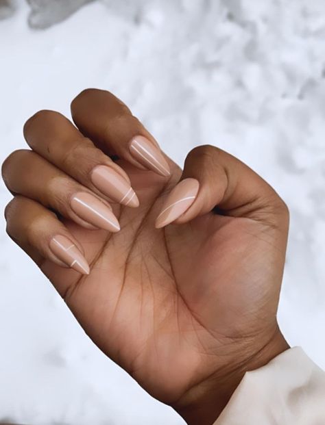 Trendy Minimalist Nails Design, Black Skin Nails Ideas, Nails On Black Skin Art Designs, Dip Neutral Nail Colors, Pretty Pedicure Ideas, Flesh Colored Nails, Dark Skin Nail Ideas, Gel Nails Ideas For Work, Spring Nails Gel Almond