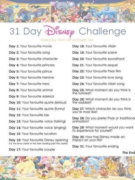 31 day Disney Challenge Disney Movies List, 30 Day Art Challenge, Disney Challenge, 30 Day Drawing Challenge, Lilo Und Stitch, 30 Day Challenges, Journal Challenge, Drawing Challenges, Pixar Films