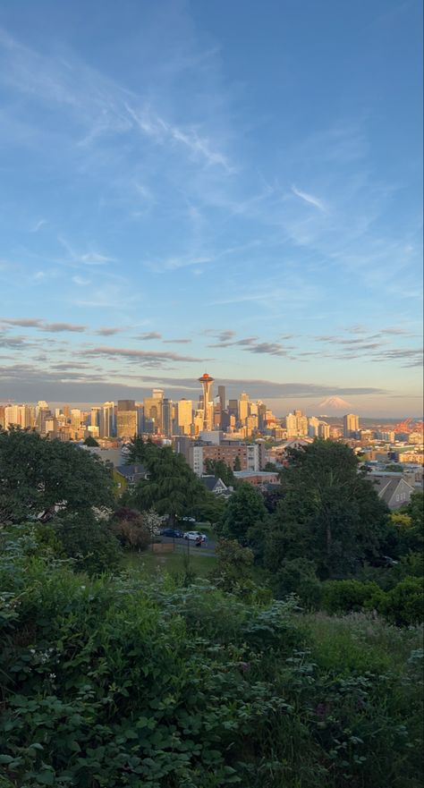 Seattle Apartment View, Seattle Suburbs Aesthetic, Seattle High Rise, Seattle Summer Aesthetic, Seattle City Aesthetic, Seattle Aesthetic Wallpaper, Window View City, Seattle Houses, Seattle Washington Aesthetic