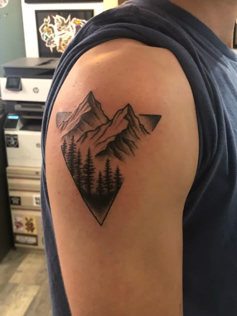 Psalm 121 tattoo, mountains and trees Mountain Calf Tattoo, Psalm 121 Tattoo, Black Hills Tattoo, Mountain Trees Tattoo, Forest Tattoo Arm, Complimentary Tattoos, Mountain And Tree Tattoo, Mountain Scene Tattoo, Tattoo Mountains