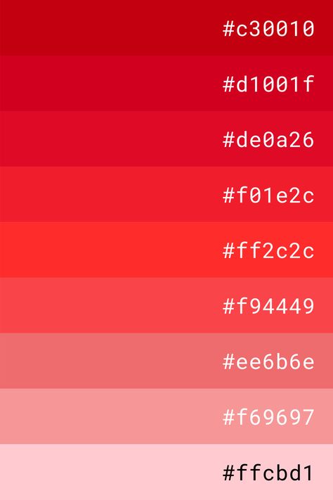 Red Ombre Color Palette, Red Hex Code Palette, Color Palette Reds, Brand Pallete Color, Red Colour Palette Shades, Canva Color Palette Codes Red, Color Red Palette, Lip Hex Codes Dti, Light Red Color Palette