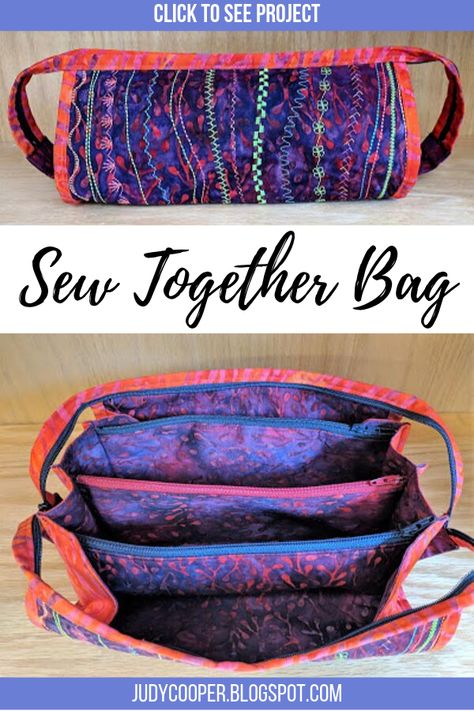 Sew Together Bag Free Pattern, Bag Free Pattern, Sew Together Bag, Sew Ideas, Bag Tutorials, Quilting Designs Patterns, Sewing Things, Felt Beads, Sewing Tutorials Clothes