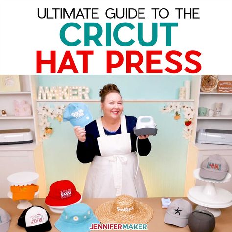 Cricut Hat Press: Ultimate Guide to Iron-On Vinyl and Infusible Ink Hats! Cricut Hat Ideas, Cricut Press, Jennifer Maker, Cricut Help, Glow Forge, Crafts Holiday, Perfect Birthday Party, Cricut Tips, Heat Resistant Gloves