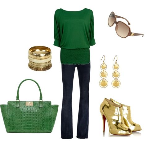 "St Patricks Day" by disneydreams on Polyvore St Patricks Day Outfits, Green And Gold Christmas, March Outfits, Cute Christmas Outfits, Color Combos Outfit, Gold Boots, Cute Work Outfits, St Patrick's Day Outfit, Outfits Polyvore