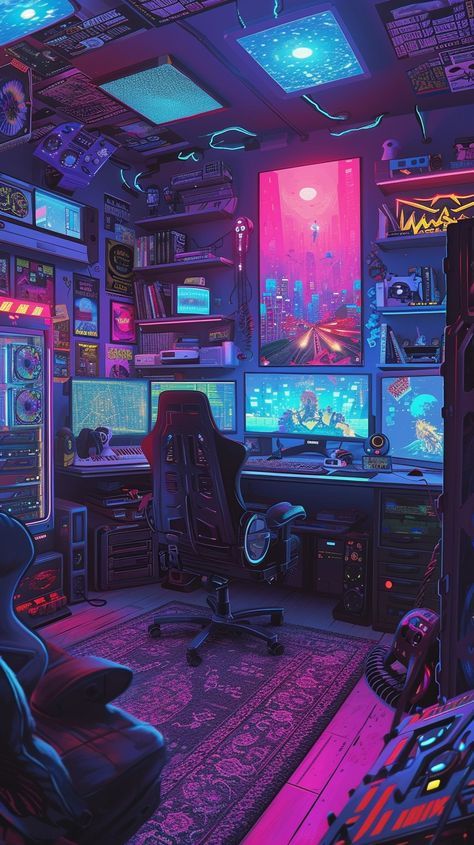 Gaming 3d Wallpaper, Gaming Pc Wallpaper 4k, Cyberpunk Gaming Setup, Pc Setup Wallpaper, Pc Room Aesthetic, Gaming Setup Wallpaper, Lofi Wallpaper Iphone, Cyberpunk Wallpaper Iphone 4k, Gaming Pc Wallpaper