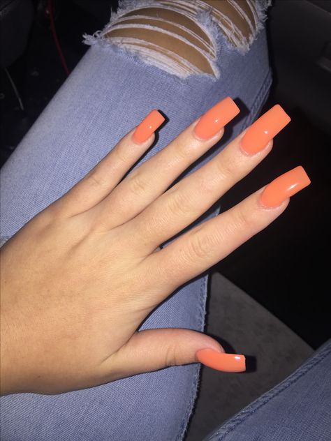 pretty acrylic nails in a soft, light orange color Light Orange Nails, Orange Acrylic Nails, Nails Orange, Light Nails, Cheap Nail, Orange Square, Short Acrylic, Pretty Shorts, Long Square Acrylic Nails