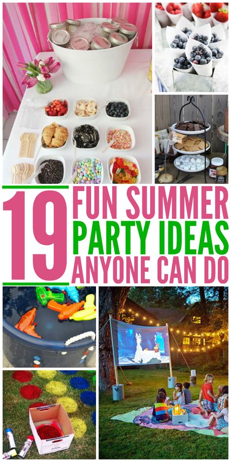 Summer time is party time and nobody likes their parties looking the same as everyone else. Check out these great and unique DIY party ideas and tips. Summer Party Kids, Outdoor Movie Party, Summer Kids Party, Summer Party Ideas, Summer Food Party, Summer Bash, Summer Party Themes, Outdoors Birthday Party, Summer Party Decorations