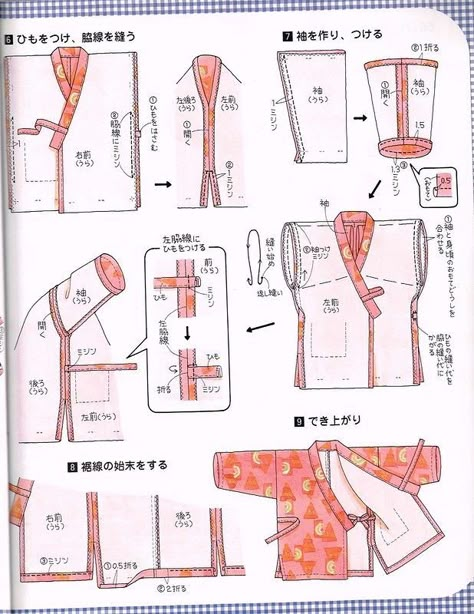 Japanese Samue Sewing Pattern, Hanbok Sewing Pattern, Kimono Design Pattern, Sew Kimono, Kimono Sewing Pattern, Diy Kimono, Japanese Sewing Patterns, Japanese Sewing, Sew Ins