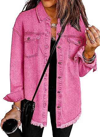 Transeasonal Outfits, Pink Jean Jacket, Jean Jackets For Women, Long Sleeve Jean Jacket, Nashville Outfit, Boyfriend Denim Jacket, Womens Denim Skirts, Jacket Making, Moda Denim