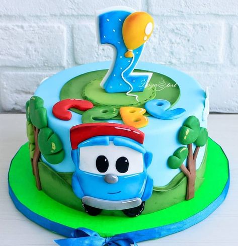 Leo The Truck Birthday Cake, Leo Truck Cake, Leo The Truck Cake, 2nd Birthday Cake Boy, Motorbike Cake, Berry Chantilly Cake, Cake Car, Mario Birthday Cake, Truck Birthday Cakes