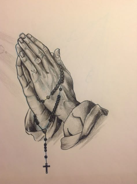 Tattto religieux Gods Hands Tattoo, Prayer Hands Tattoo, Praying Hands With Rosary, Praying Hands Tattoo Design, Tattoo Main, Praying Hands Tattoo, Rosary Tattoo, Christ Tattoo, Hand Tattoo