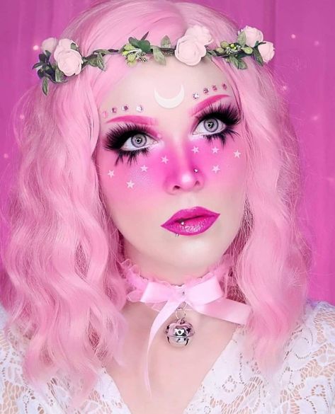 Doll Makeup Halloween, Pink Witch, Cosmetic Inspiration, Pig Costumes, Pink Goth, Sugarpill Cosmetics, Witch Makeup, Fairy Makeup, Doll Makeup