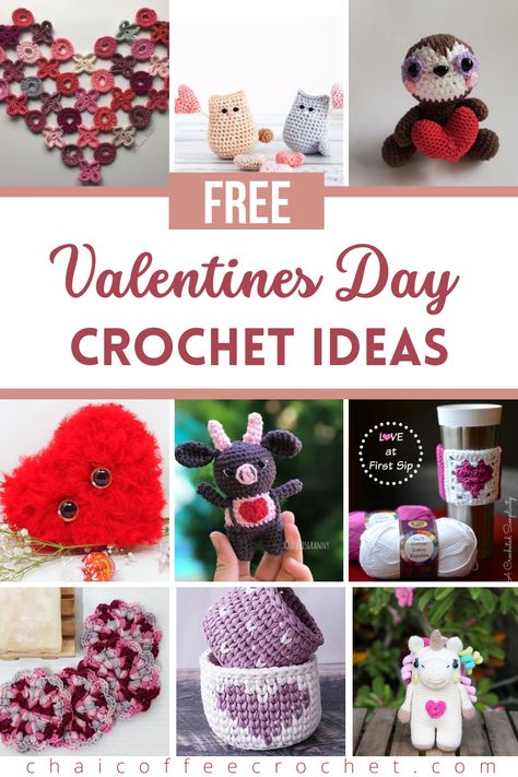 February Crochet Ideas, Crochet Projects For Valentines Day, Crochet Valentines Ideas Free Patterns, Valentine Crochet Patterns Free Projects, Easy Crochet Valentine Gifts, Crocheted Valentines Patterns, Valentines Free Crochet Patterns, Free Crochet Valentines Ideas, Crochet Patterns Valentines Day