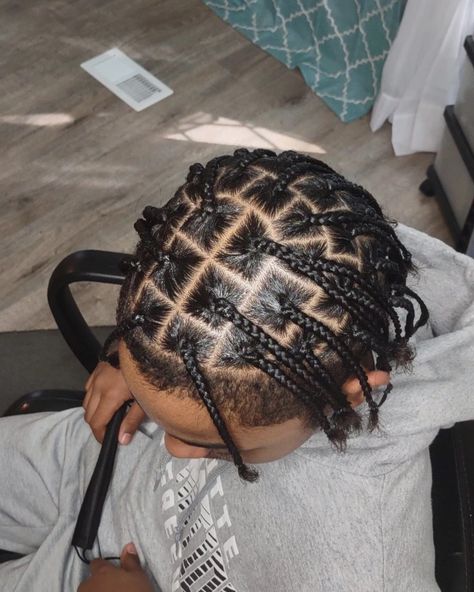 Perfect parts boy's and men's box braids style Single Braids On Men, Men’s Braids Singles, Parting Styles For Box Braids, Individuals Braids For Men, Small Plaits Box Braids Men, Braids For Mixed Boys, Singles Box Braids Men, Boy Plaits Hairstyles, Men Box Braids Hairstyles