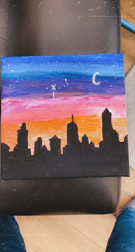 Sunset building painting Sunset Building Painting, Canvas Painting Sunset, City Shadow, Sunset Building, Sunset Canvas Painting, Shadow Painting, Building Painting, Painting Sunset, Sunset City