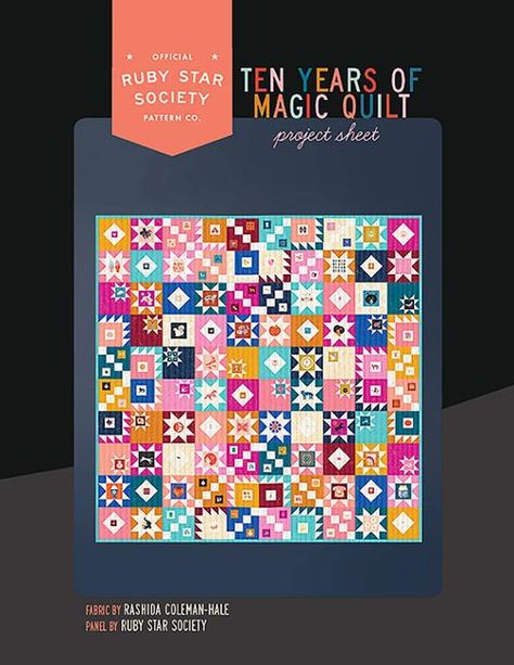 10 Years of Magic Quilt *G RSS P111 Ruby Star#1 at Moda Fabrics + Supplies Ruby Star Society, Star Ruby, Quilt Kit, Moda Fabrics, Sewing Accessories, Quilt Pattern, Quilting Projects, Pattern Paper, Quilt Blocks