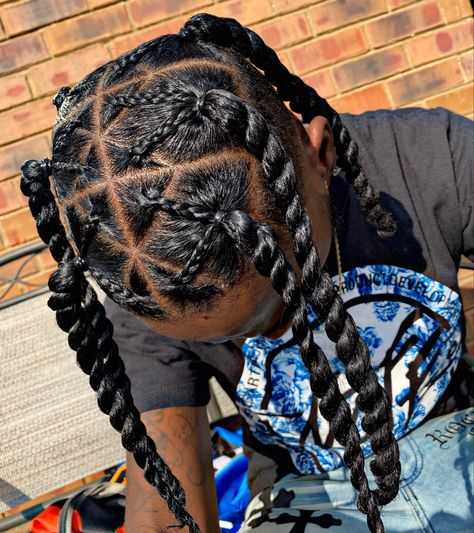 Rubber Band Hairstyles Men, Two Strand Twist Designs For Men, Kamakazi Twist, Triangle Part Twist Men, Boys Hair Braids Hairstyles, Black Toddler Hairstyles Boy, Double Strand Twist Hairstyles Men, Men Hairstyle Braids, Boys 2 Strand Twist