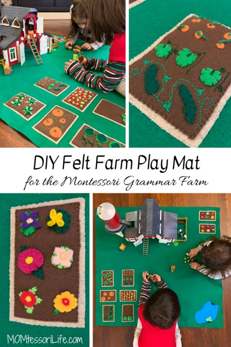 Felt Play Mat Diy, Farm Play Mat, Play Mat Diy, Montessori Grammar, Grammar Work, Farm Play, Diy Montessori Toys, Felt Play Mat, Play Mats