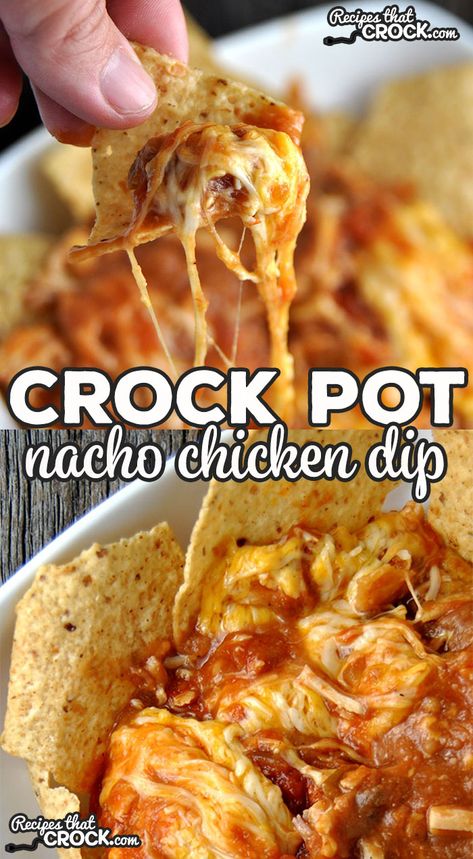 Nacho Chicken Dip, Nacho Chicken, Chicken Dip Recipe, Chicken Dip, Crockpot Dishes, Crock Pot Slow Cooker, Canned Chicken, Crock Pot Cooking, Appetizer Dips