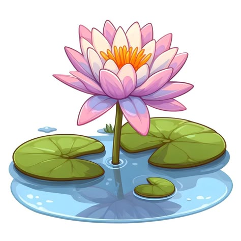 Cartoon Lily Pads, Lotus Illustration Art, Water Lily Flower Drawing, Water Lilies Drawing, Water Lily Plant, Teknik Quilling, Lily Pad Drawing, Lotus Flower Illustration, Water Lily Drawing