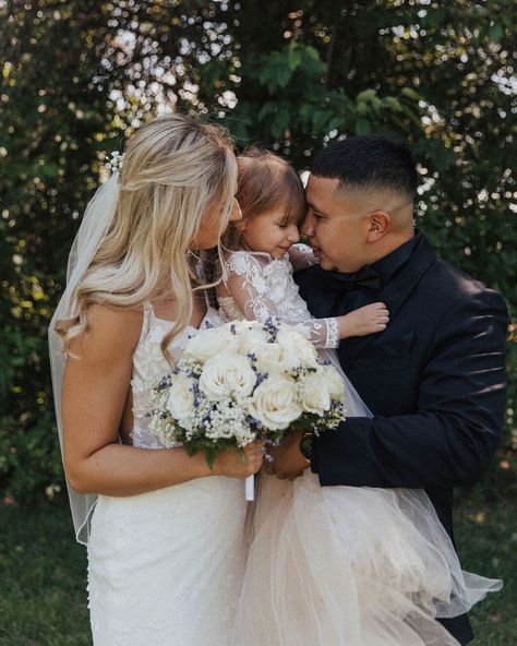 It is so special to have your daughter as a flower girl on your wedding day. I think it is so freakin cute seeing them dressed up just like their momma ❤️🌸 : : : #weddingday#daughter#family#motherdaughter#fatherdaughter#bride#groom#flowergirl Wedding Photos Bride And Daughter, Flower Girl Daughter Of Bride, Bride Groom And Daughter Pictures, Bride And Daughter Pictures, Wedding Poses Family, Bride And Daughter, Mother Daughter Wedding Photos, Wedding Photos Family, Mother Daughter Wedding