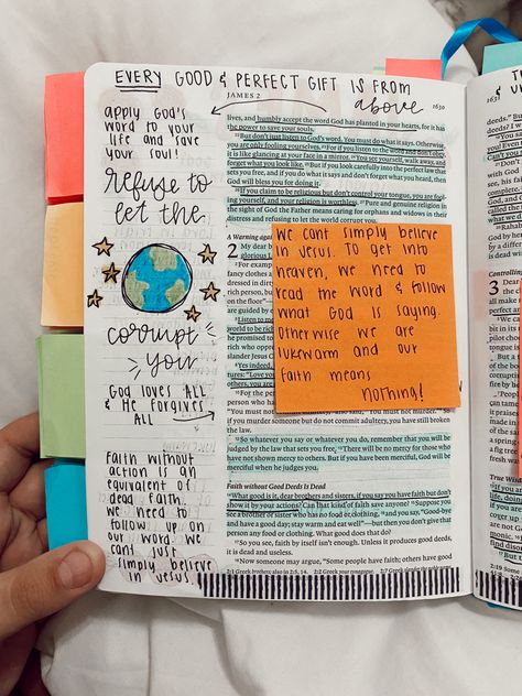 James 2 Bible Journaling, James Bible Journaling, Book Of James, Journal Bible Quotes, Personal Bible Study, Bible Doodling, Bible Journal Notes, Bible Journaling Ideas Drawings, Inspire Bible Journaling