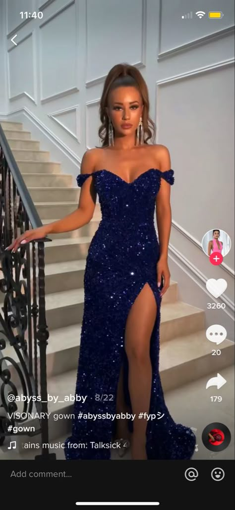 Tight Dark Blue Prom Dresses, Vegas Themed Prom Dress, Prom Dress Junior Year, Hollywood Glam Prom Dress, Dark Blue Glitter Dress Long, Dark Blue Glitter Prom Dress, Prom Dresses Jewel Tone, Dress With Bow In The Back Prom, Prom Dresses Navy Blue Sparkle