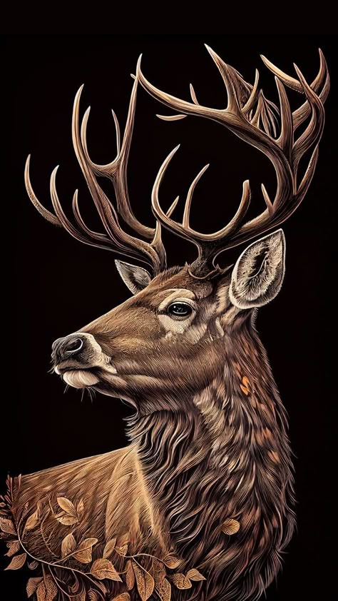 Deer Dragon, Stag Art, How To Draw A Fawn, Buck Drawing, Buck Painting, Elk Art Drawing, Deer Oil Painting, Whitetail Deer Painting, Creepy Deer Art