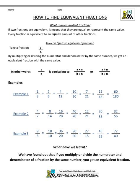 Support page to help you learn how to find equivalent fractions. Equivalent Fractions Worksheet, Maths Fractions, Finding Equivalent Fractions, 4th Grade Math Worksheets, Coloring Worksheet, Equivalent Fractions, Fractions Worksheets, Printable Math Worksheets, Math Fractions