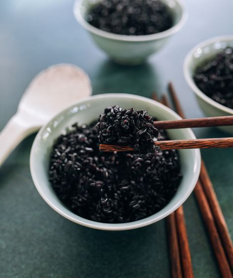 How to Cook Black Rice (AKA Forbidden Rice) - The Woks of Life Imperial Rice Recipe, Cooking Black Rice, Black Rice Recipe, Traditional Asian Dish, Chicken Flavored Rice, Types Of Rice, Forbidden Rice, Rice On The Stove, Purple Rice