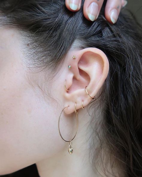 itsblitzzz: Having an Ariana Grande ear moment need 1 more to make it official 💍💍💍💍💍💍 @catbirdnyc 🍓 #6rings Constellation Piercings, Snug Piercing, Ear Peircings, Cool Ear Piercings, Pretty Ear Piercings, Ear Style, Helix Piercing, Ear Tattoo, Piercing Tattoo