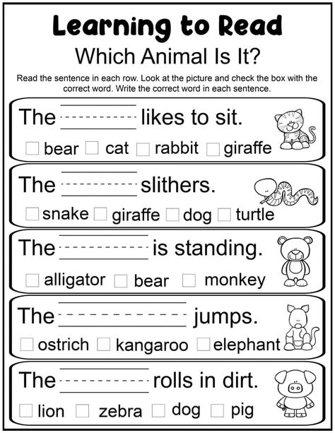 Get this 1st grade reading worksheets freebie! These free printable worksheets will work for kindergarten or 1st Grade. These learning worksheets are fun and easy no prep. Teach english and phonics skills with cute and fun printables for kids. Kids will love the cute animals! Kindergarten Practice Worksheets Free, Kindergarten Homeschool Activities Free Printables, 2nd Grade Worksheets Free Printables Reading, 1st Grade Language Arts Worksheets, Printable Kindergarten Worksheets Free, Reading For Kindergarten Worksheets, Grade 1 English Worksheets For Kids, First Grade Worksheets Free Printables, 1st Grade Worksheets Free Printables