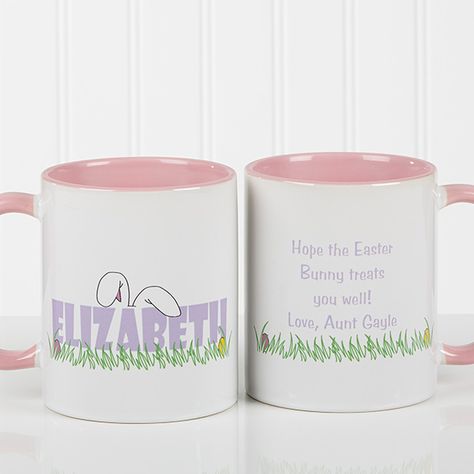 Coffee Mug Ideas, Easter Mugs, Mug Ideas, Unique Easter Gifts, Easter Coffee, Coffee Cups Diy, Easter Bunny Treats, Personalized Easter Gifts, Bunny Treats