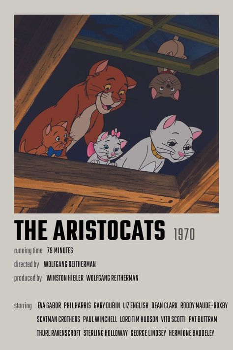 Disney Polaroid, Aristocats Poster, Aristocats Movie, Disney Movies List, Old Disney Movies, Film Polaroid, Animated Movie Posters, Disney Movie Posters, The Aristocats