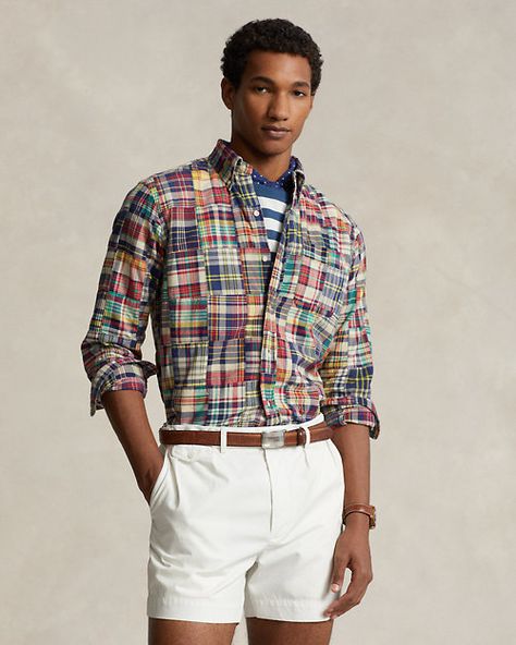 Classic Fit Patchwork Madras Shirt Madras Checks, Indian City, Madras Shirt, Button Outfit, Ralph Lauren Style, Happy Year, Men Shirts, Jumper Shirt, Menswear Collection