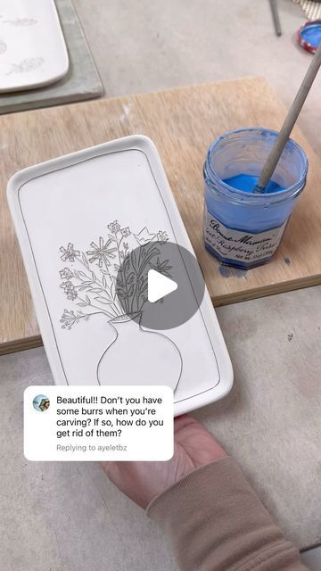 Jenna Vanden Brink Ceramics on Instagram: "Thanks for your questions about my previous inlay reel. Here’s a part 2 answering a couple more. Keep commenting with questions and I’ll do my best to respond!

💙💙💙" Ceramic Inlay Technique, Inlay Technique Ceramics, Custom Pottery Stamp, Nerikomi Technique, Ceramic Inlay, Clay Mug With Slipwork, About Me Questions, Ceramic Techniques, Pottery Crafts