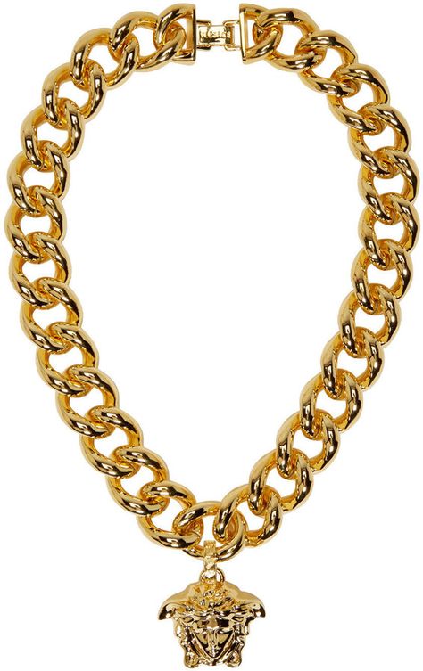 Versace Gold Thick Chain Medusa Necklace Gold Chain Png, Art Trace, Chain Png, Versace Pendant, Medusa Necklace, Gold Chain Men, Versace Necklace, Thick Gold Chain, Cl Fashion