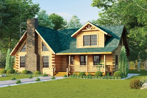 Small Log Home Plans, Kentucky Cabins, Building A Log Cabin, Log Home Exterior, Sims 4 Exterior, Cabin Design Ideas, Log Cabin House Plans, Log Home Flooring, Cabin Landscape