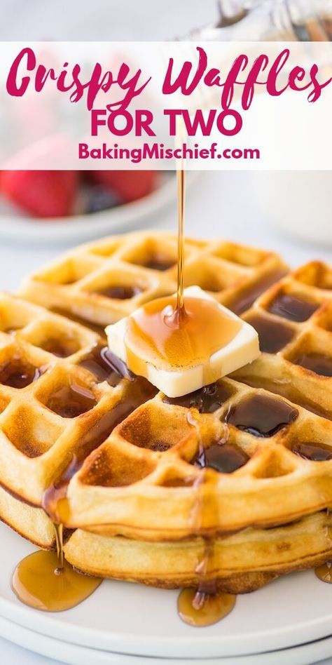 If you’re a fan of crispy waffles, these are the best waffles in existence. Waffles For 2 Recipe, One Serving Waffle Recipe, 2 Waffle Recipe, Crunchy Waffles Recipe, Small Batch Of Waffles Recipe, Light Crispy Waffles, Small Batch Waffle Batter, Waffle Recipe Small Batch, Crispy Waffle Recipe Cornstarch