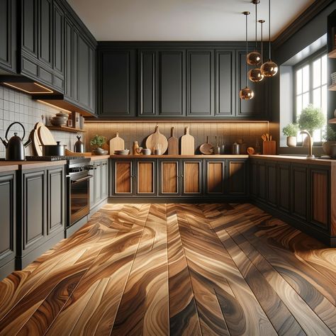 White Herringbone Floor, Walnut Hardwood Floors, Maple Wood Flooring, Flooring Options Durable, Walnut Hardwood Flooring, Hardwood Floors In Kitchen, Walnut Floors, Maple Cabinets, Walnut Cabinets